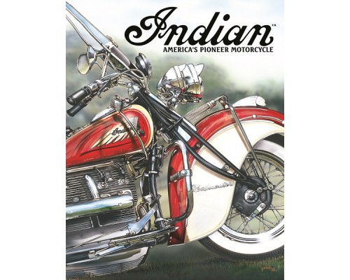 Enseigne Indian Motorcycle en métal  / Américan Pioneer